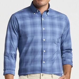 Peter Millar NWT Lunar Tide Crown Vintage Sport Shirt Blue Surf Men's Size XXL